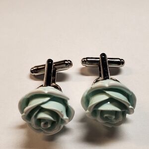 ANNE FOUNTAINE  Rose Blue Brass Cufflinks
